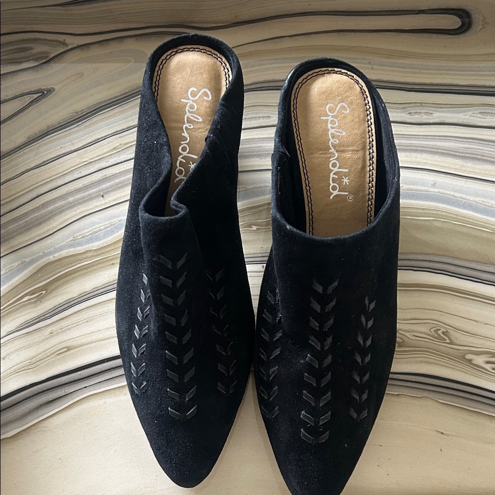 Splendid Black Suede Slip-On Mules